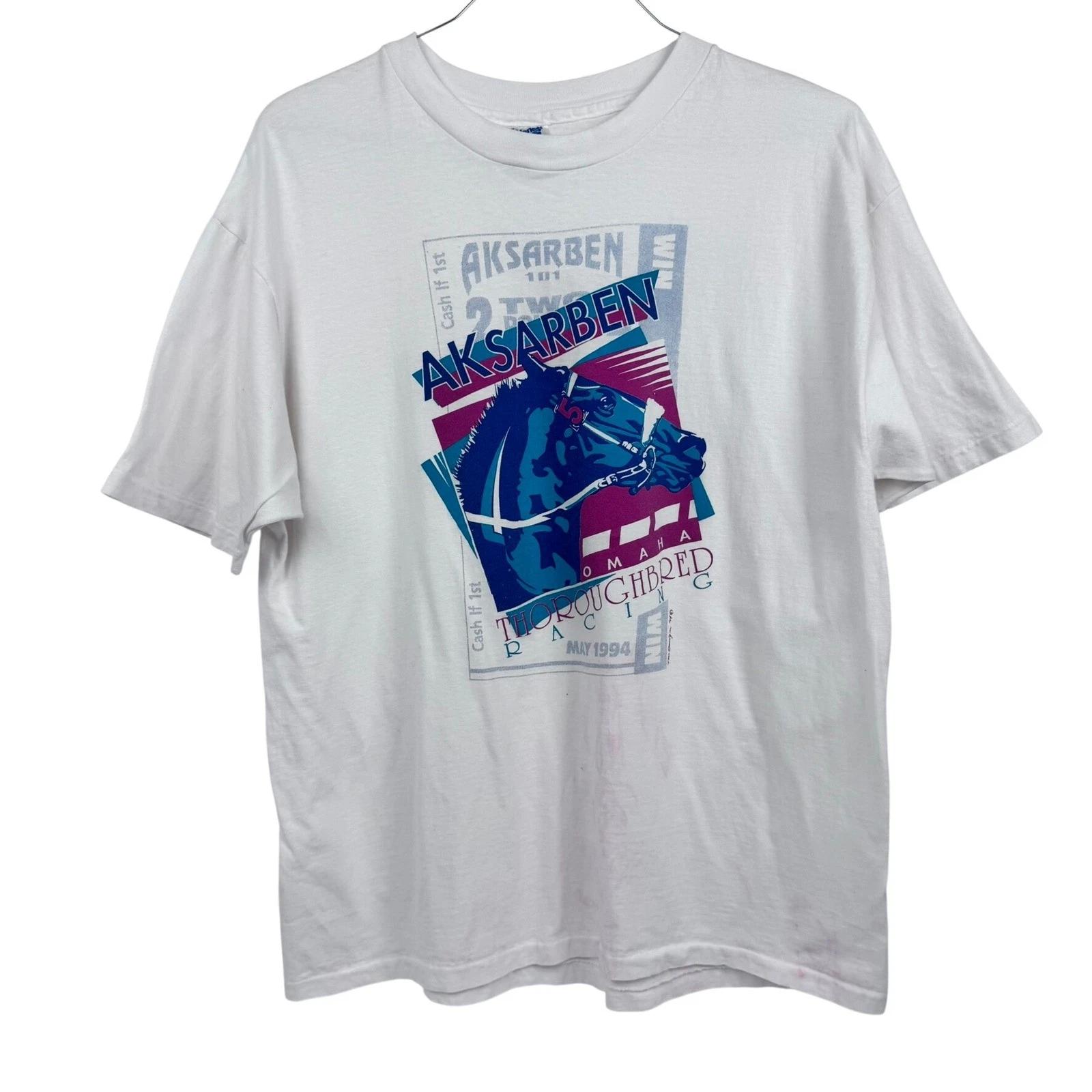 1994 Aksarben Omaha Thoroughbred Racing Horse Graphic T-Shirt Men s XL S