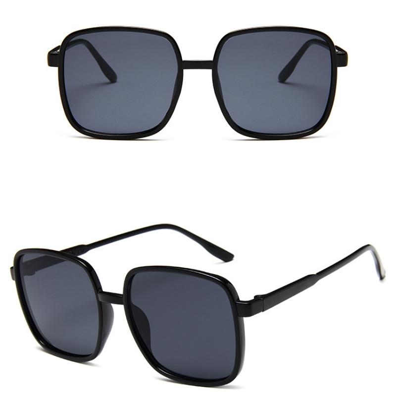 Sonnenbrille für Damen, quadratischer Rahmen, Straßenfoto, modisch, schlichtes Gesicht, personalisierter übergroßer Rahmen