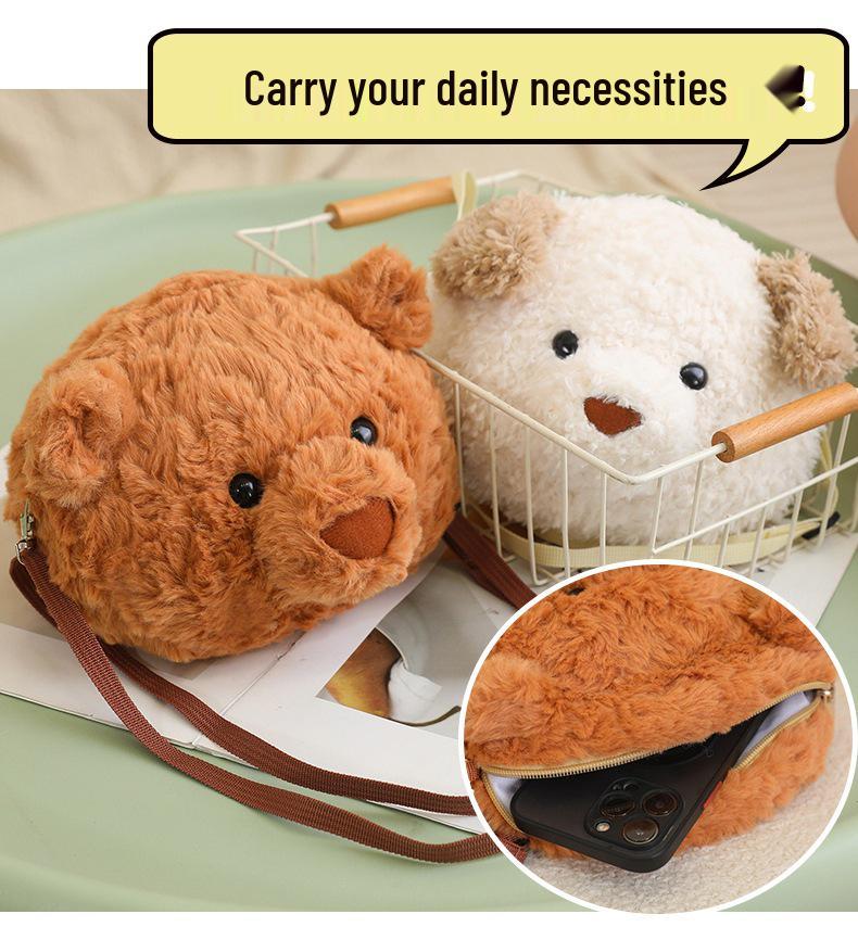 Barcelona Cute Cartoon Bear Plush Doll Backpack & Women’s Crossbody Bag - Little Bear & Pink Pig Design
