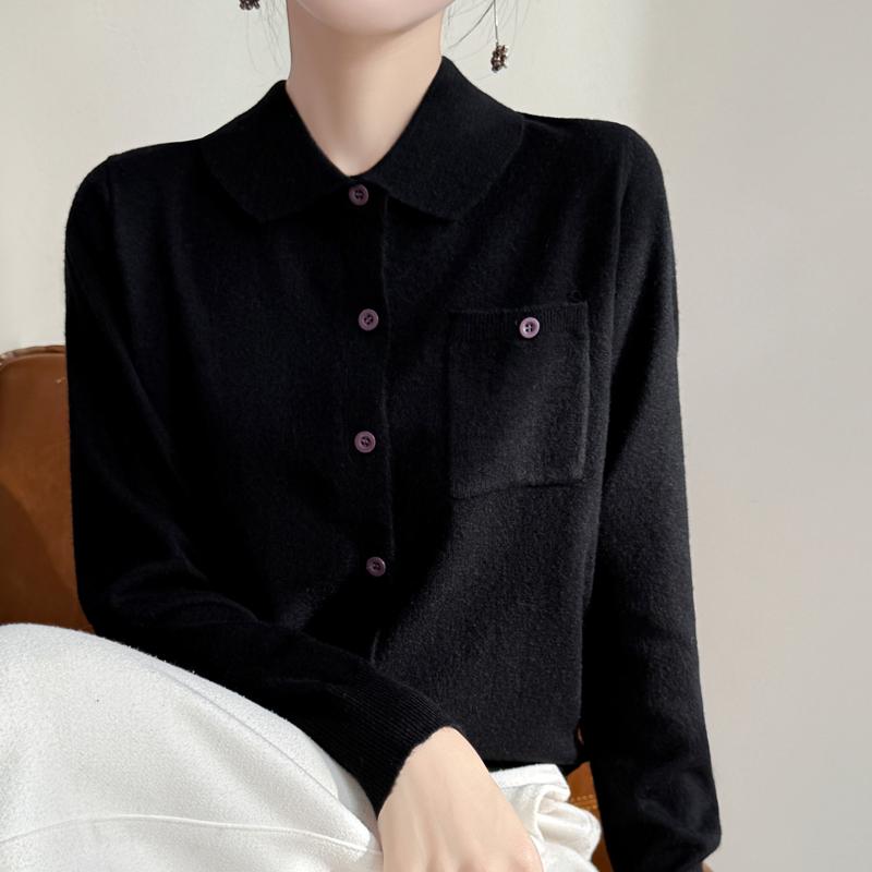 

QingHe Cashmere Женский кардиган из 30% кашемира - Мягкий и теплый свитер из шерстяной смеси L