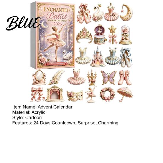 Dreamy Room Decor Ballet Advent Calendar 2026, 24 Pcs Acrylic Themed Swan Dance Skirt Castle Decoration Ornaments Countdown Calendar, Xmas Gift