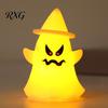 Decorative Festive Light Halloween Witch Hat Ghost Light, Spooky LED Lamp, Yellow Glow Cartoon Night for Holiday Party Decor