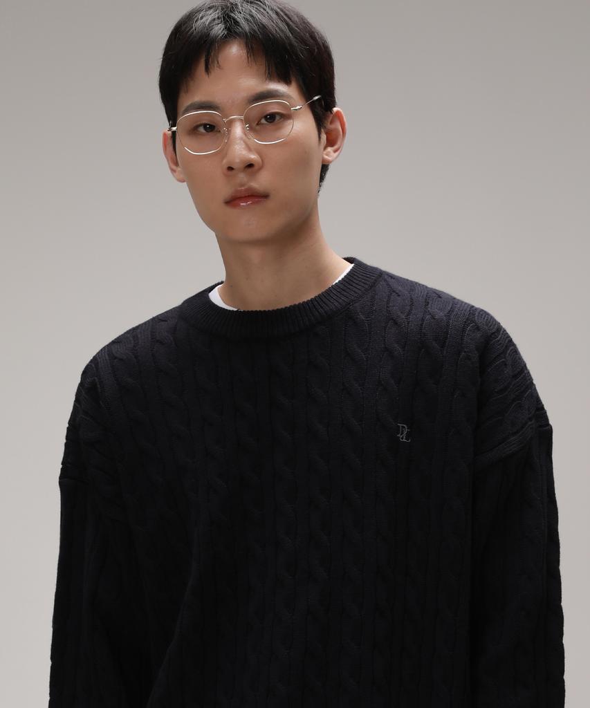 Dibellobeu Soft Round Overfit Cable Knit_Navy