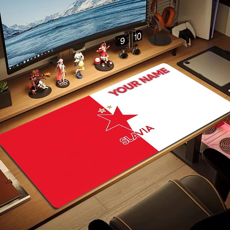 Custom Name Sk Slavia Praha Mouse Pad Large Gaming Table Cushion Nonslip Laptop Tablet Big Mousepad Xxl Mat Mini Pc Playmat With Lock Edge