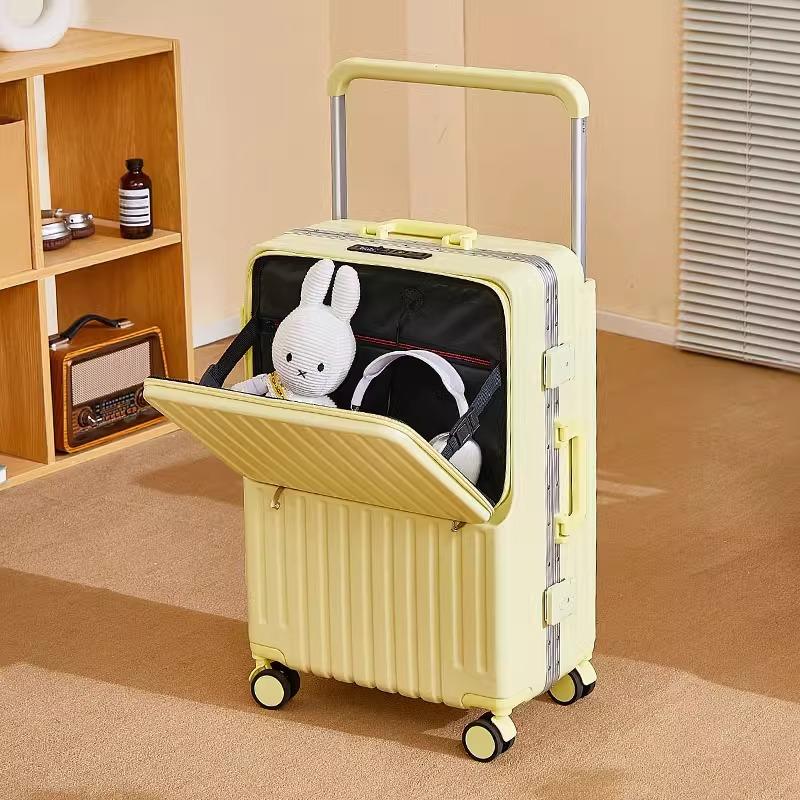 Wide Handle Front Opening Luggage 20" Suitcase Laptop Bag Multifunction Password Trolley Case Carrier 28-Inch Large Capacity