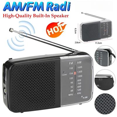 Portable AM/FM Radio with Speaker Mini Transistor Radio with Strap Battery Powered Radio Telescopic Antenna for Running Cycling
