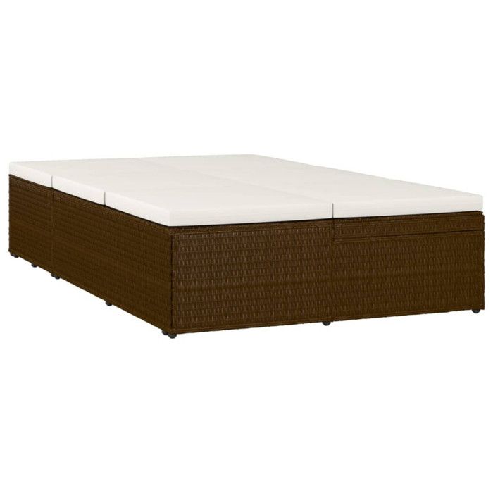 Chaise longue convertible - VIDAXL - Marron - Résine tressée - Dossier réglable - 2 en 1