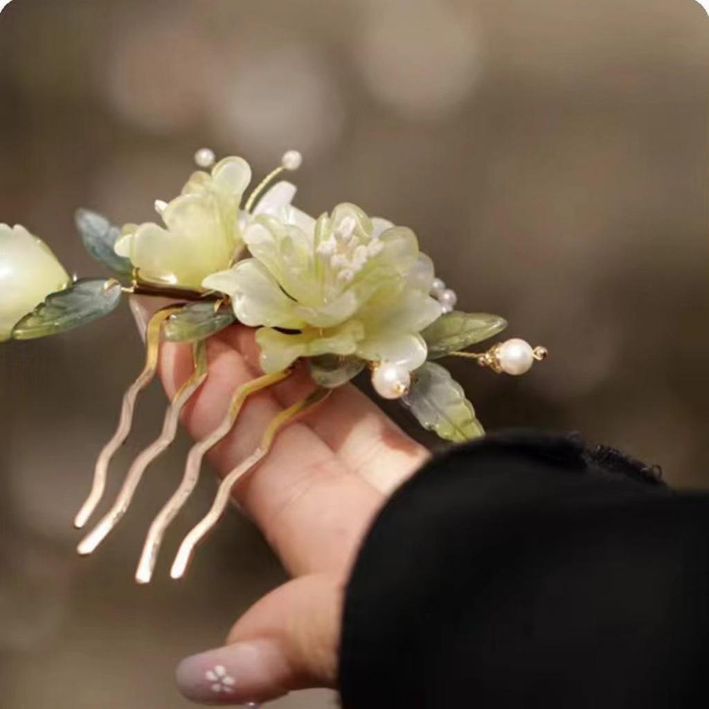 U Shape Peony Hairpin For Women Vintage Chinese Style Flower Hair Stick Handmade Metal Jewelry Hair Accessory Hanfu Hair Comb