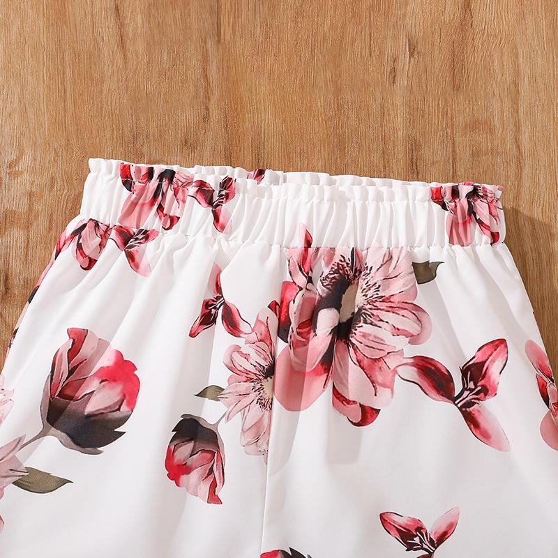 Girls' Leisure Suit 2025 Spring/Summer Children's Fashion Print Sunscreen Long Sleeve Top and Shorts Suit