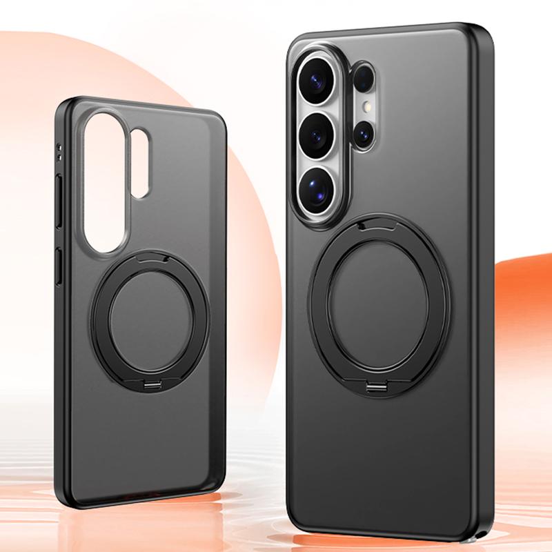

For Samsung Galaxy S26 S25 S24 Ultra S26 Edge Case Shockproof Magnetic Translucent Matte PC Rotatable Metal Ring Holder Cover Galaxy S25 Ultra