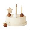 Wooden Birthday Cake Toy Wood Pretend Set Removable Pieces for Children, Display