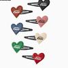 Korean Trendy Red Heart Checkerboard BB Hair Clip Set