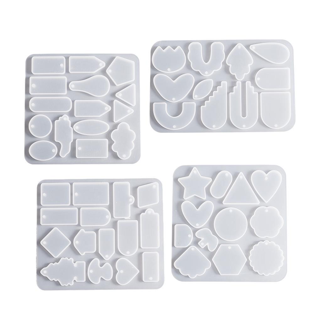 DIY Geometric Pendant & Earring Silicone Mold Set - Heart, Rectangle, Triangle, Water Drop Designs