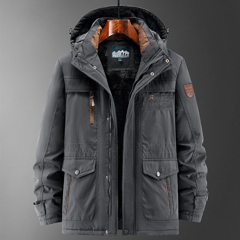 

Мужская стеганая куртка средней длины зимняя плюс бархатная утолщенная теплая и холодостойкая большого размера стеганая куртка ветрозащитная и водонепроницаемая куртка стеганая куртка XXXXXL серый