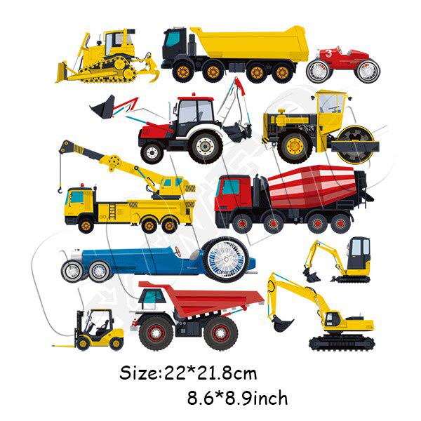 DIY Heat Transfer Iron-on Patches Cute Cartoon Cars Set Patch For Children Clothing T-shirt Dresses