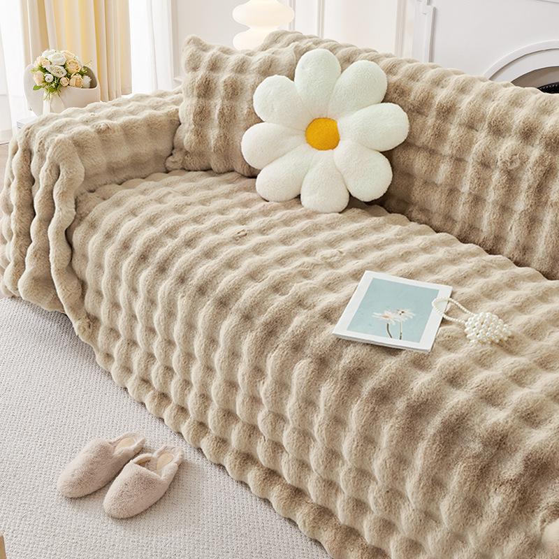 Copridivano in Peluche Antiscivolo, Copertura Totale, Ispessito per l'Inverno, Universale per Tutte le Stagioni