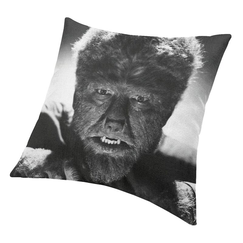 Der Wolfman-Kissenbezug, 45 x 45 cm, Samt, Halloween-Horrorfilm-Monster-Überwurf-Kissenbezug, dekorativer Sofa-Kissenbezug für Zuhause