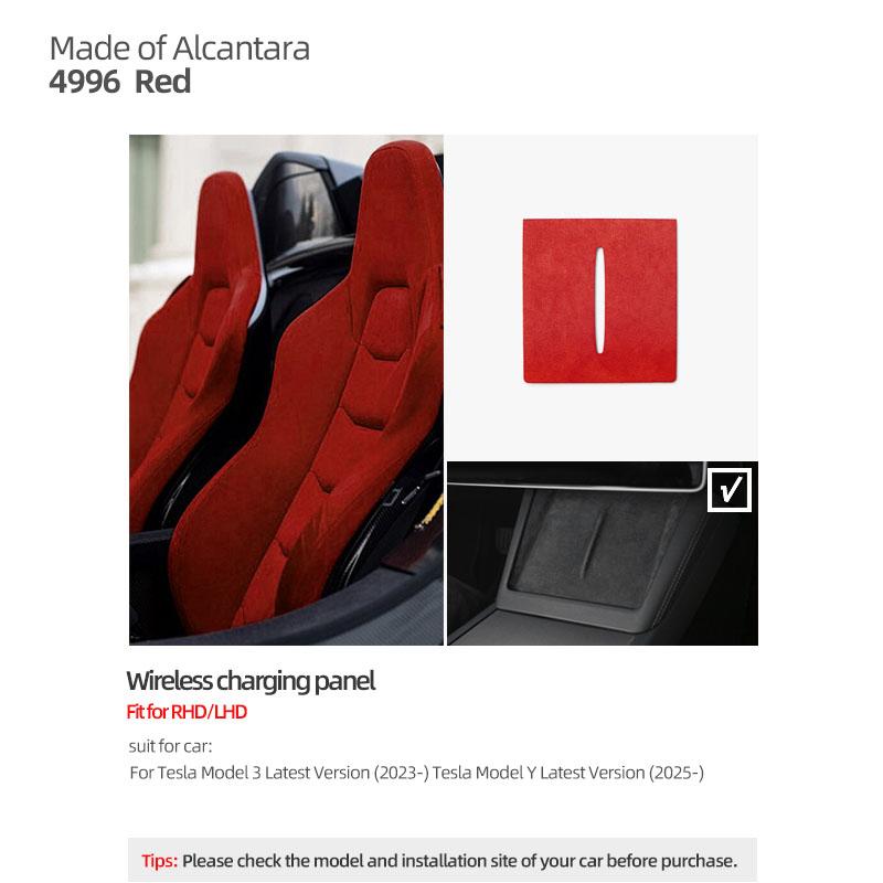 For Tesla 2018- Model 3 Highland Y Juniper Made of Alcantara Wireless Charge Panel Trim Sticker Cup Mat Car Interior Accessories