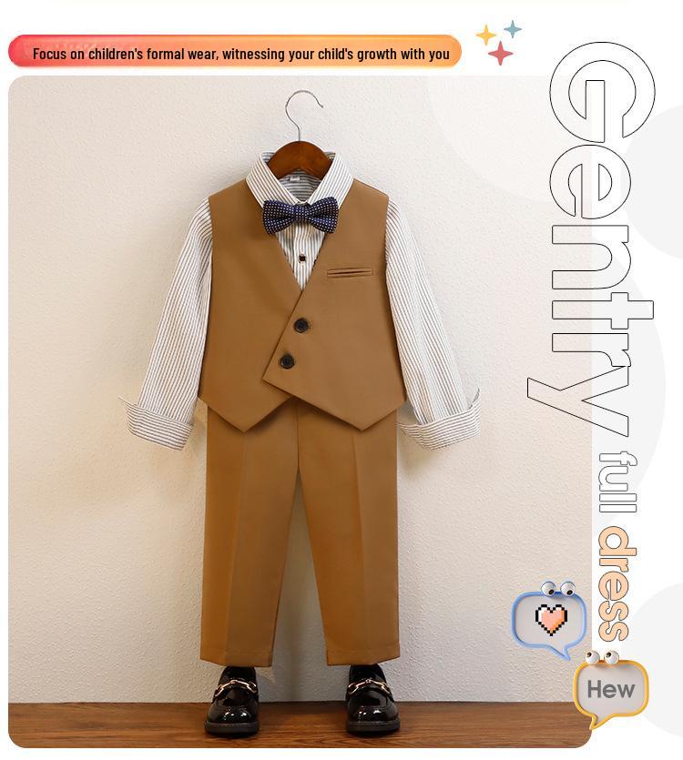 Kids' Korean-Style Vest Suit for Weddings & First Birthdays - Boys & Girls Spring/Autumn Outfit