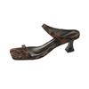 Fashion Leopard Shoes Low Thin Heels Womens Slippers Outdoor Luxury Slides Pantofle Rubber Flip Flops Square Toe Designer Summer 2025