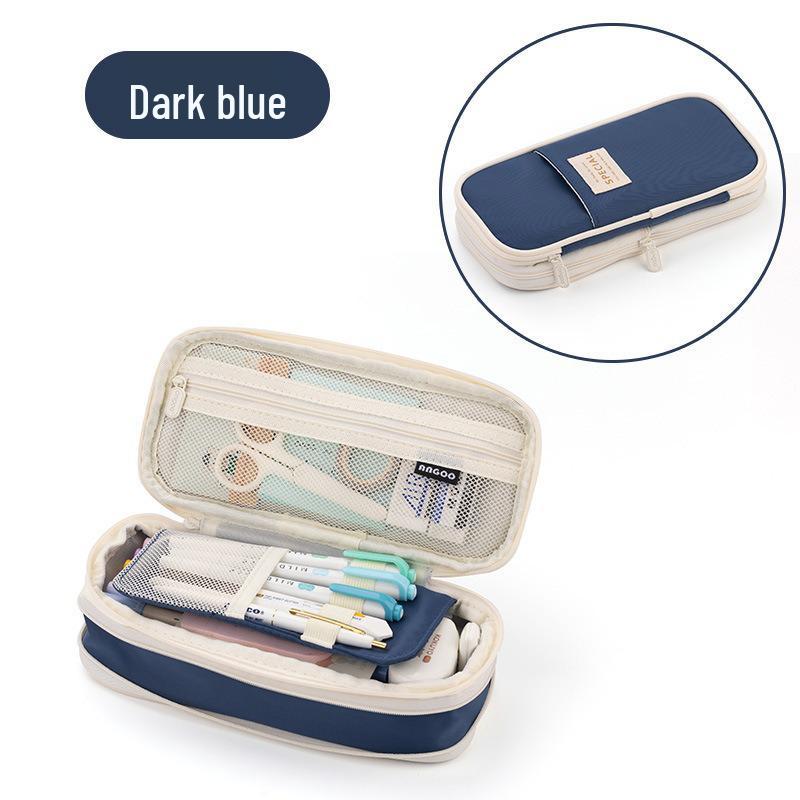 Double Layer Oxford Pencil Case: Large Capacity Multi-hole Art Sketching Storage Bag for Students