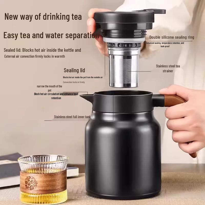 High-Capacity Thermos Flask with Tea Infuser – Long-Lasting Thermal Insulation, Food-Grade, Ideal for Home Use