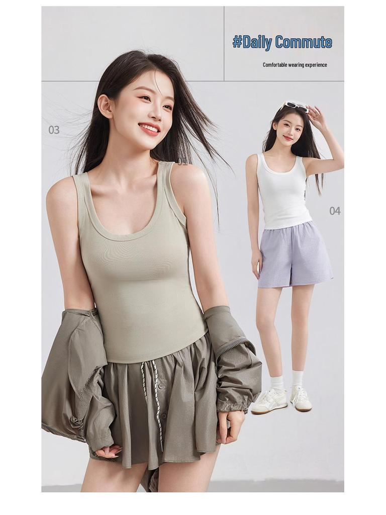 Women's Summer Tencel Lyocell U-Neck Sleeveless Knit Top