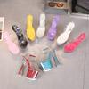 Nightclub Car Model-Inspired Super High Heels - Thick Heel Waterproof Table Sandals with Transparent Crystal Design