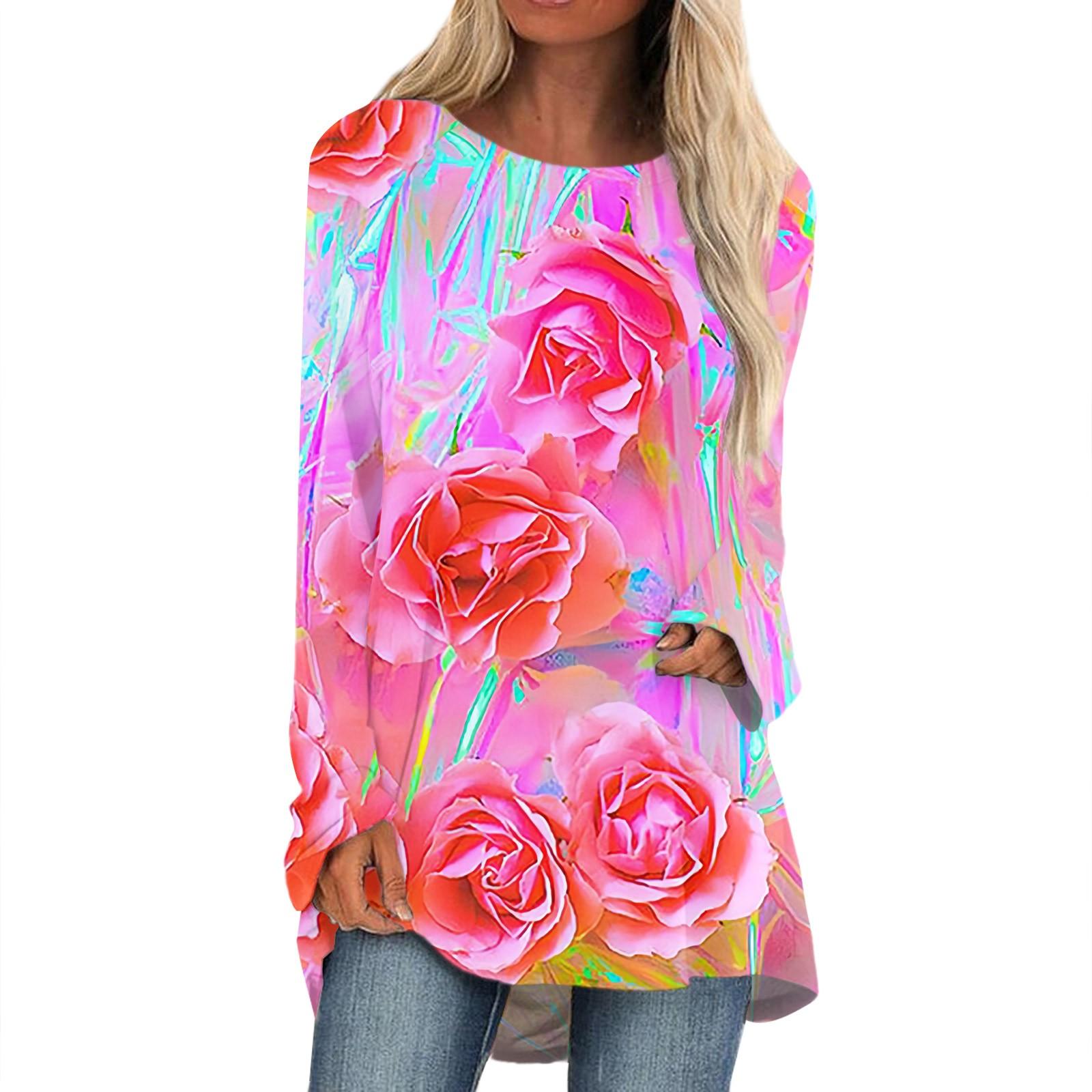 

Женская мода повседневная блузка с длинным рукавом и принтом «Любовь ко Дню святого Валентина», круглый вырез, пуловер S розовый