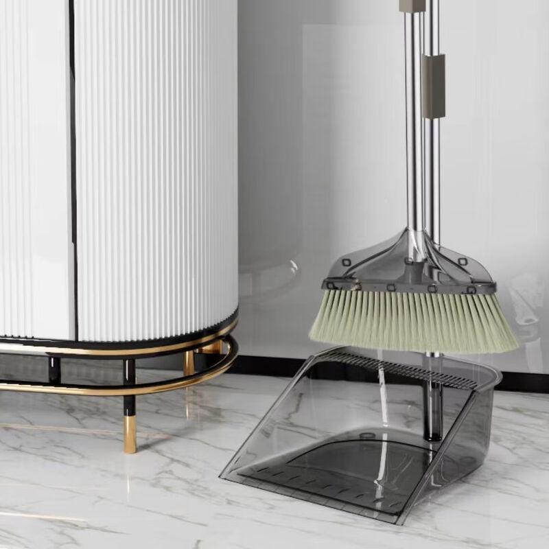 Transparent Soft Bristle Broom and Dustpan Set