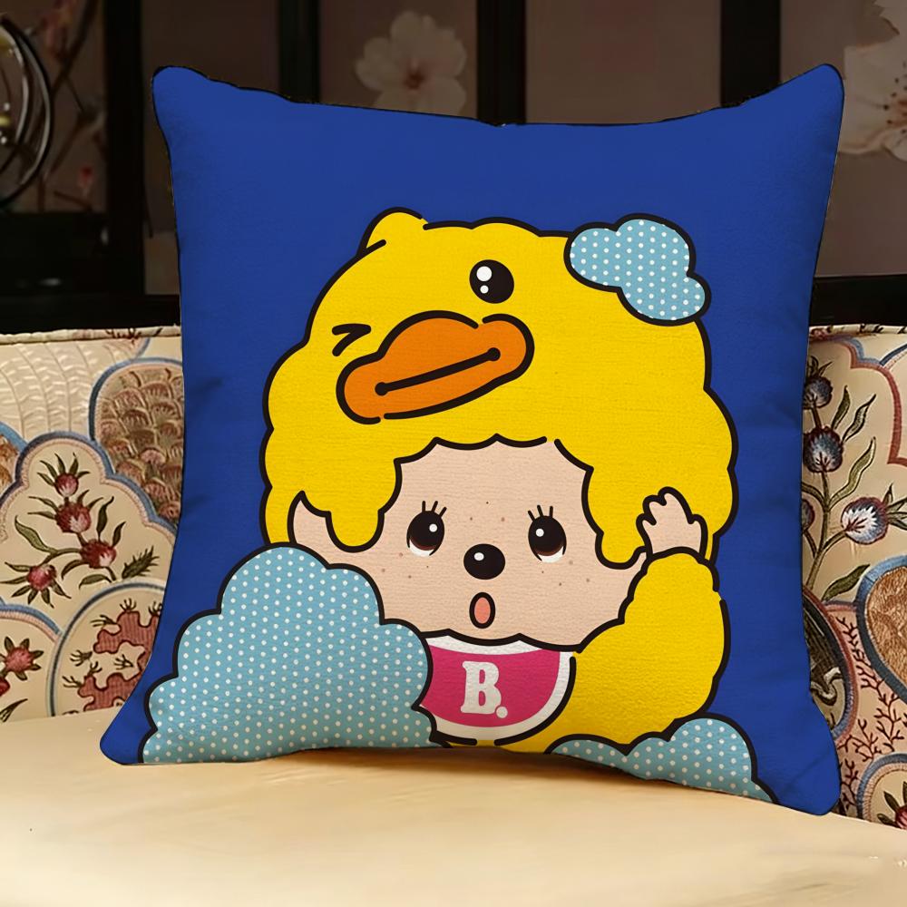 M-Monchhichi Cute Pillow Case Pillowcase, Double-Sided Printed, Sofa Cushion, Bedroom Headboard Pillow
