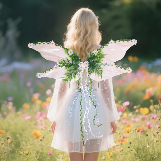 Yousheng Dragonfly Wings for Women Halloween Fairy Wings Costume with Flowers Leaves And Vines Princess Angel Elf Cosplay Dress Up Accessories