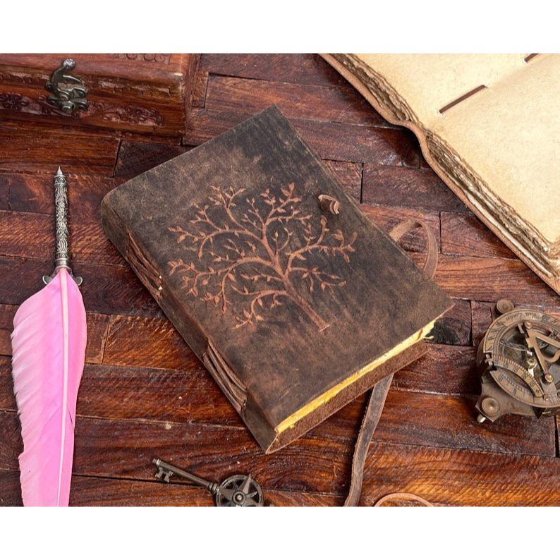 Ledertagebuch „Baum des Lebens“: Handgefertigtes Wicca-Grimoire, Buch der Schatten Himmlisches Lederjournal Zauberbuch Hexerei-Geschenk Hexenjournal