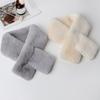 Cross Scarf Faux Rabbit Fur Double-sided Thickened Soft Washable Keep Warm Pure Color Autumn Winter Women Neck Warmer Collar Scarf for Outdoor
