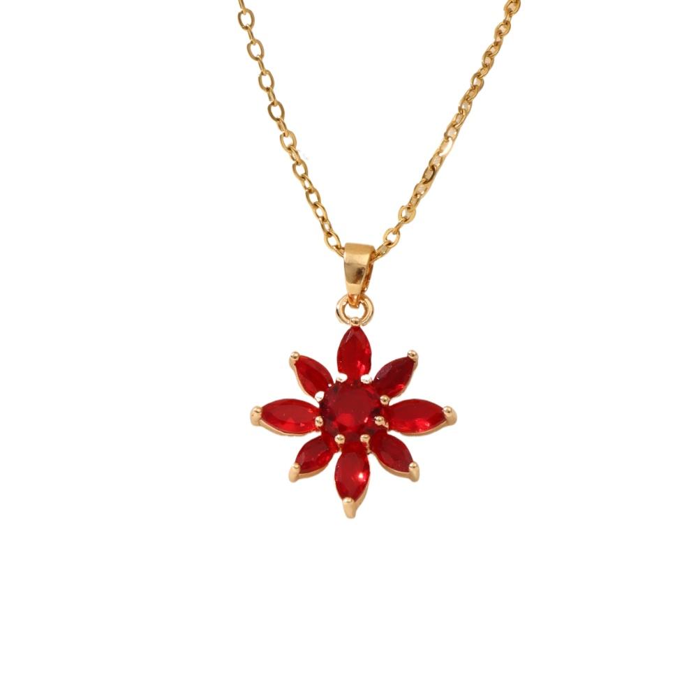 Cubic Zirconia Flower Pendant Necklace for Women 2025 New Fashion Stainless Steel Jewelry Wedding Party Accessories