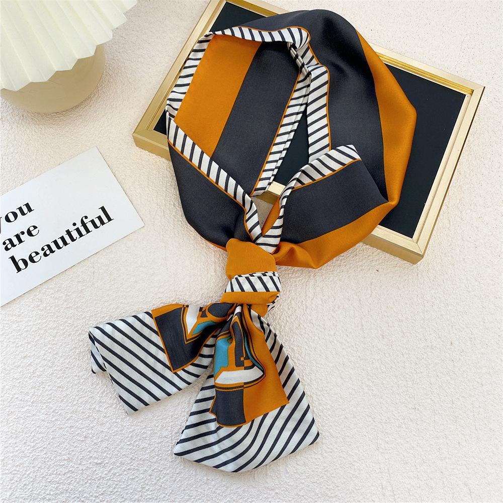 

Новые шарфы Шелковые шарфы Женские весенние и осенние длинные декоративные профессиональные шарфы Летние тонкие стили в сочетании с рубашками Стильные 13*145cm