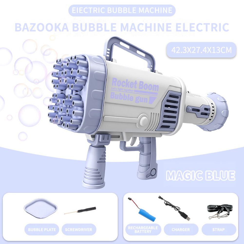 64 Holes Electric Bubble Machine with Lights Bubble Maker Hand Held Bubble Blowers Outdoor Toys for Children