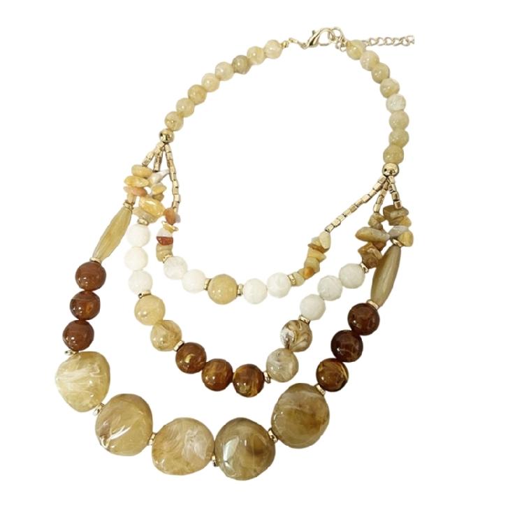 Versatile Multi Color Beaded Collarbone Chain Necklace Pendant Earrings Acrylic Jewelry for Matching Most Outfits