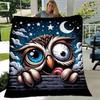 1pc. Cute Owl Night Sky Design Blanket - Perfect for Home Decor, Office Use, Outdoor Activities, Gift Idea, Suitable for All Seasonsz041769