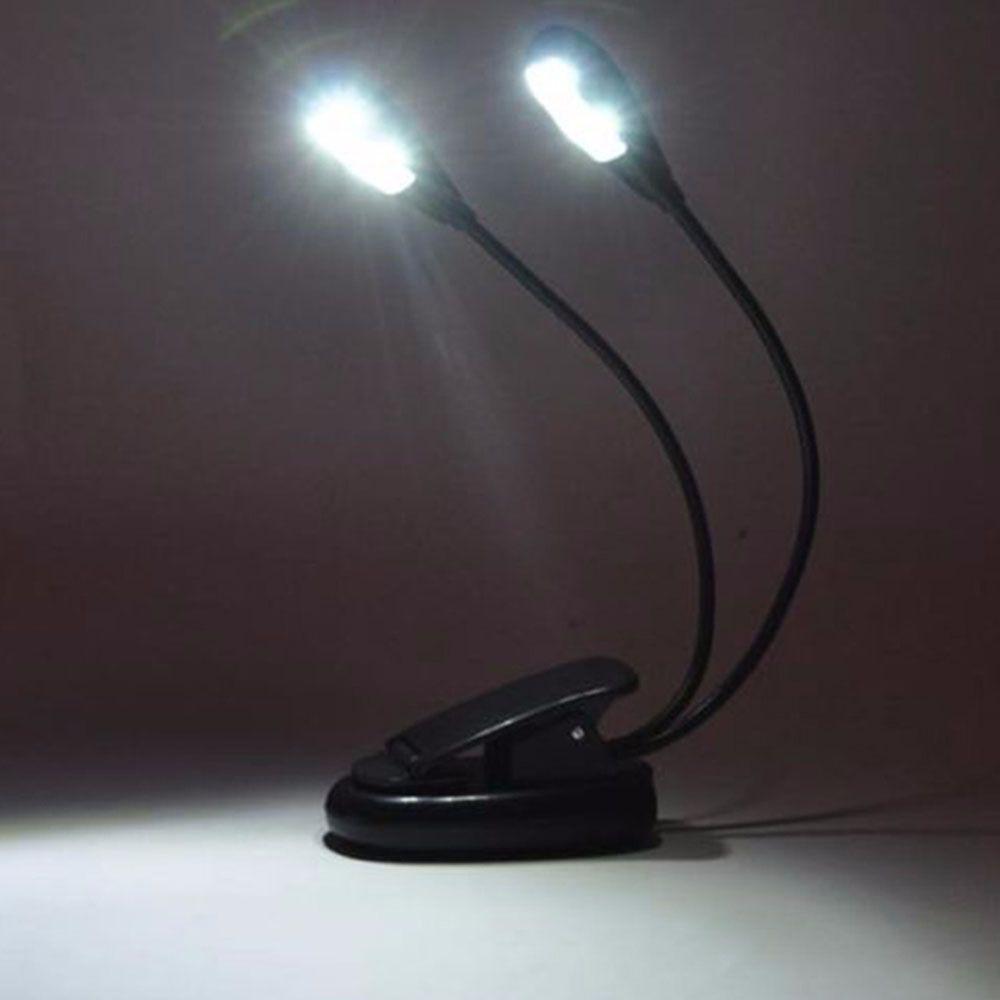 Guitar Parts Accessories 4 LED 2 Arms Light Book Music Stand Light Reading  Lamp Dual Flexible Arms