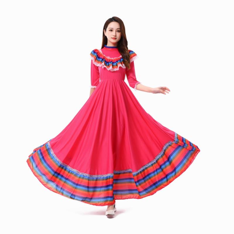 Halloween Traditional Style Adult Children Large Skirt Skirt Grid Dress Costume