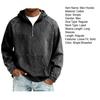 Men Hoodie Long Sleeve Half-Zipper Stand Collar Front Pocket Pullover Sweatshirt Solid Color Hooded Tops Sports School Streetwear