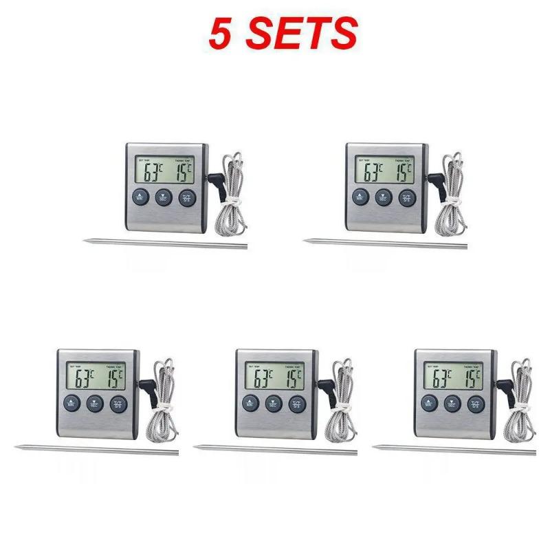 Tp700 Digital Remote Wireless Food Kitchen Oven Thermometer Probe for BBQ Grill Oven Meat Timer Temperature Manually Set