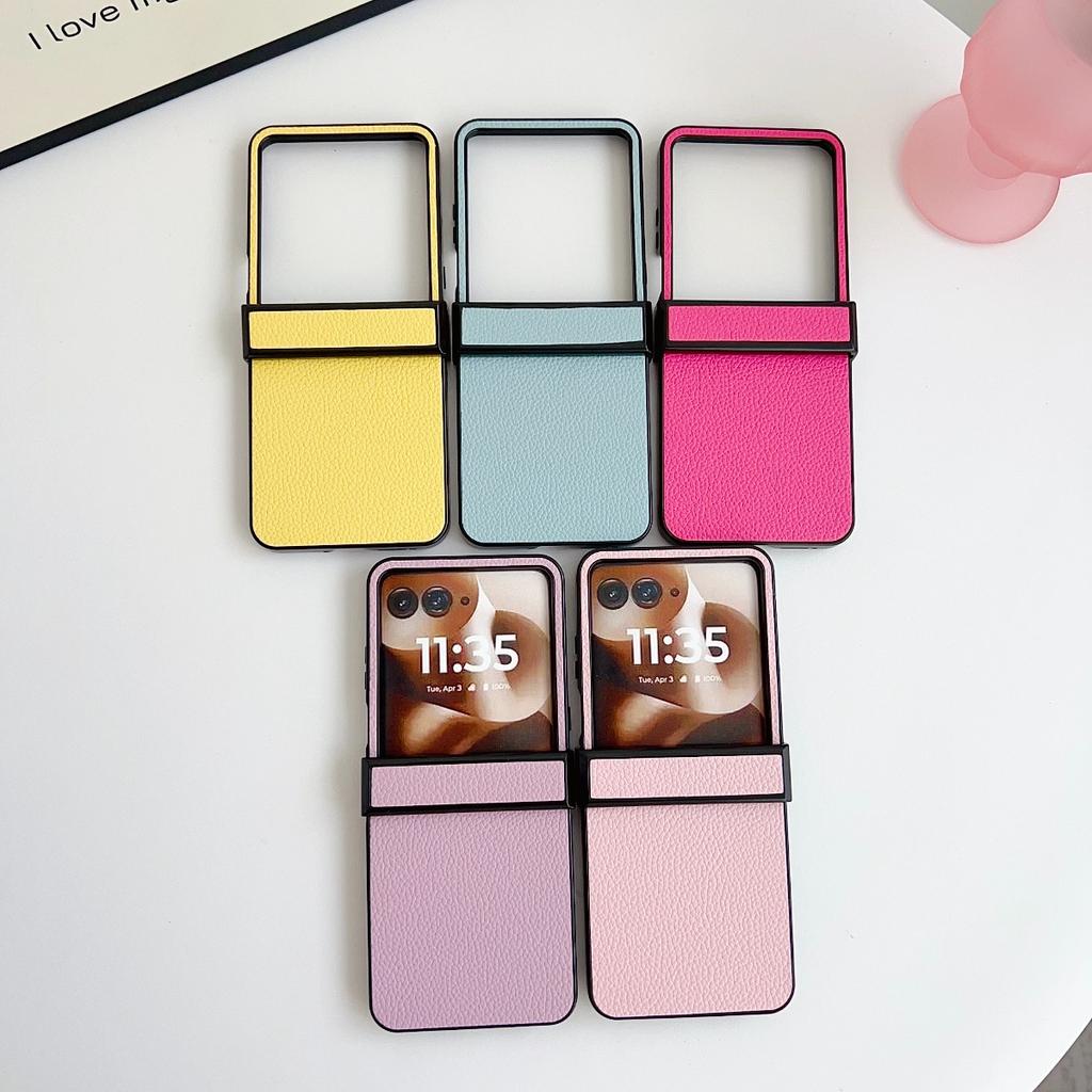 Luxe Harde Leren Telefoonhoes voor Motorola Razr 70 60 50 70 Ultra Razr 70+ Scharnierbescherming Beschermende Schokbestendige Cover