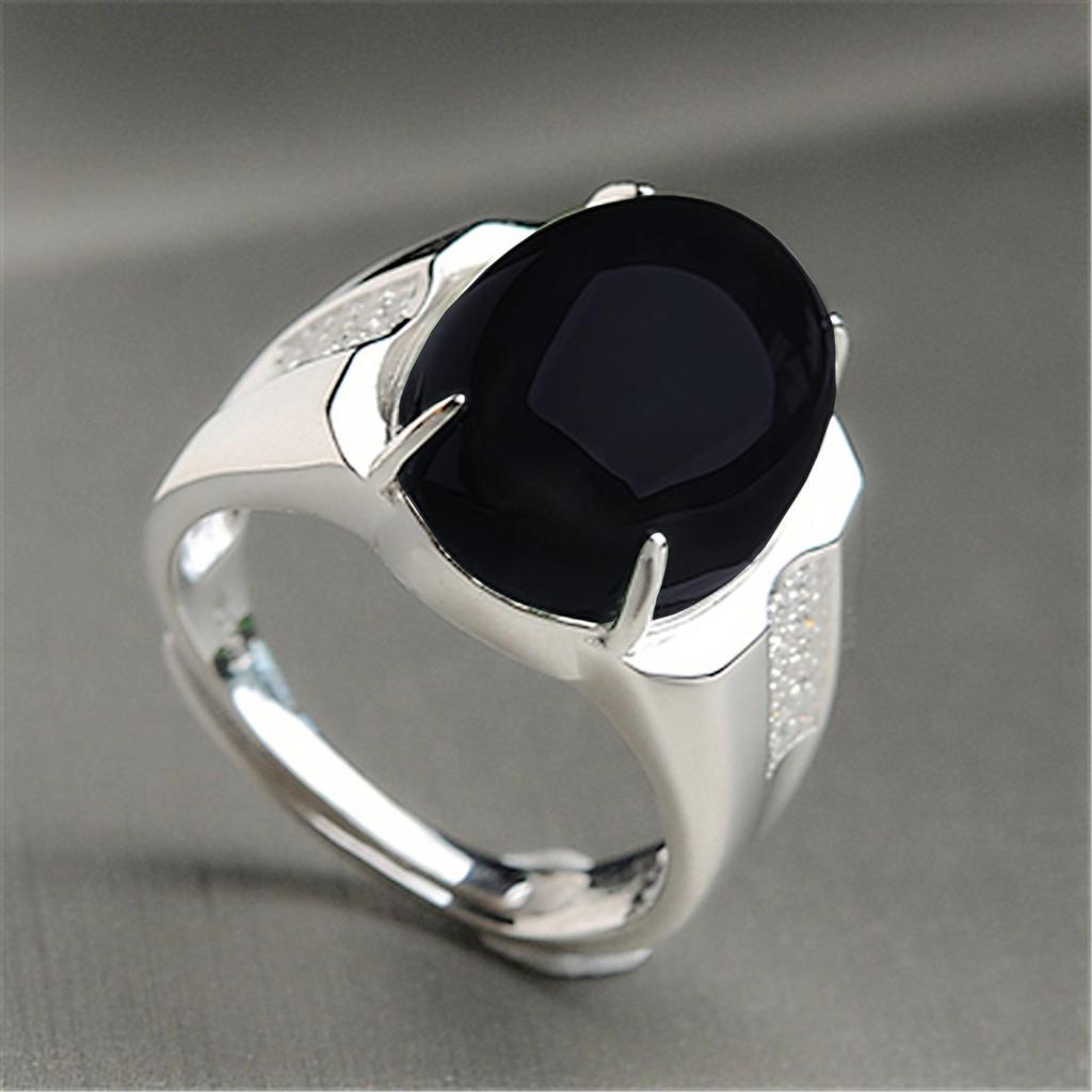 Groene Jade Chalcedoon Eivormige Baas Ring met Fijne Textuur