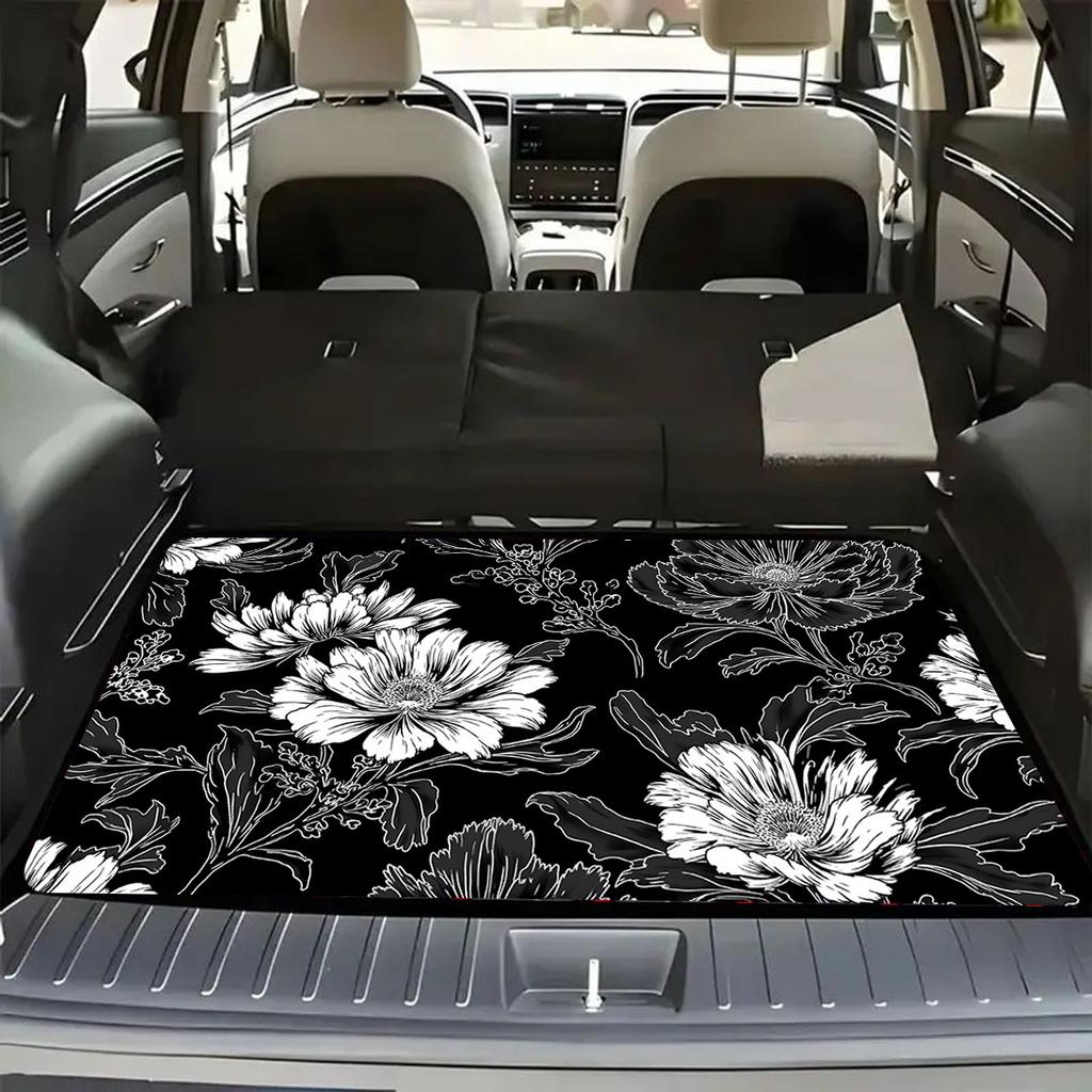 1Pcs Diatom Mud Floral Car Trunk Mat Anti Slip Cargo Liner Waterproof Rear Storage Protector Floor Mat SUV Sedan