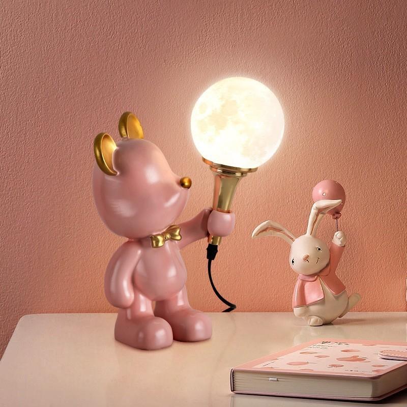 

Мини-медведь G9 светодиодная настольная лампа розовый настольный светильник 3D лунный свет спальня кабинет мультфильм медведь торшер детское освещение детский подарок