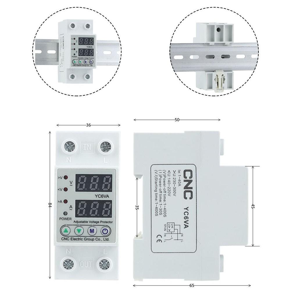

Guide rail adjustable digital double display current limiting AC 230V 63A