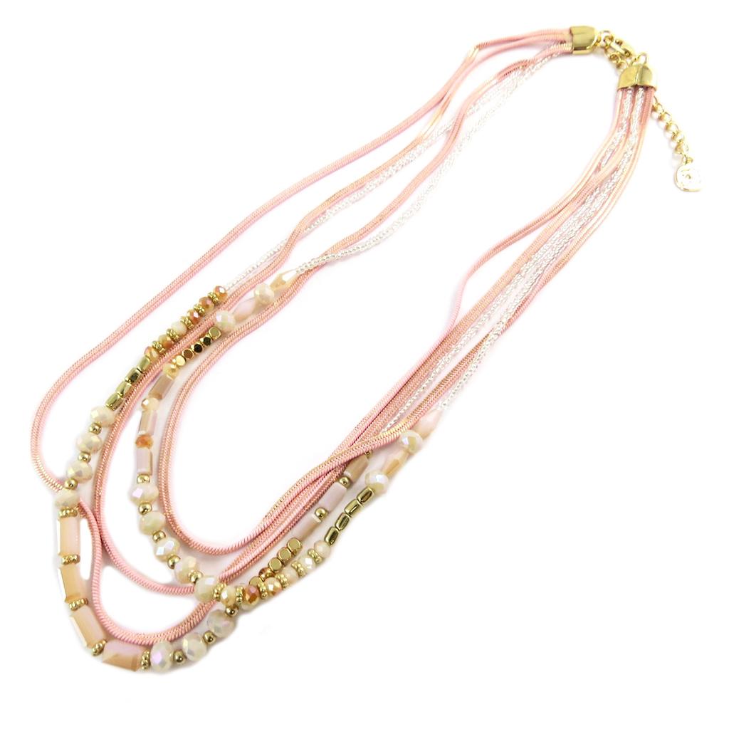 Les Trésors De Lily [Q1312] - Pink 'Acapulco' Designer Necklace - 5 Rows