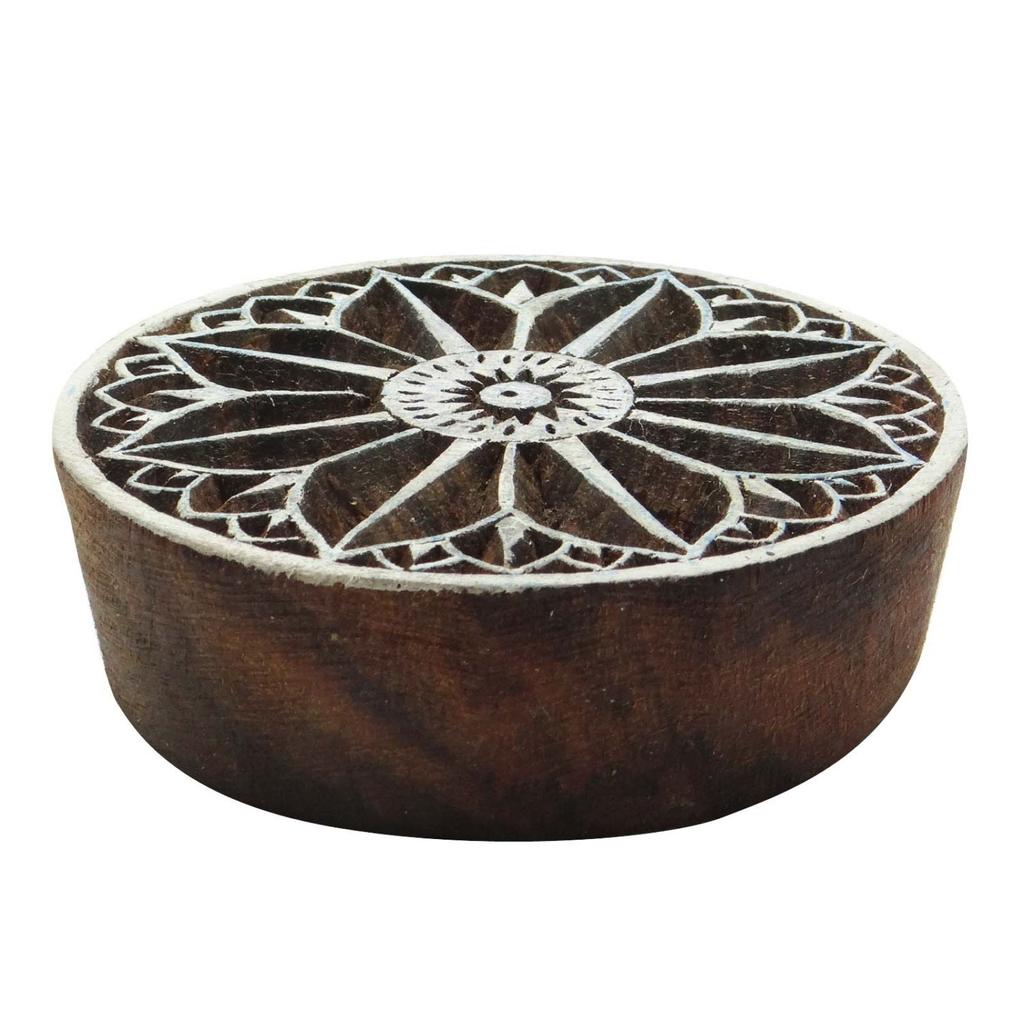 Indian Wooden Floral Printing Block Stamp Handcarved Scrapbook Textile Stamp